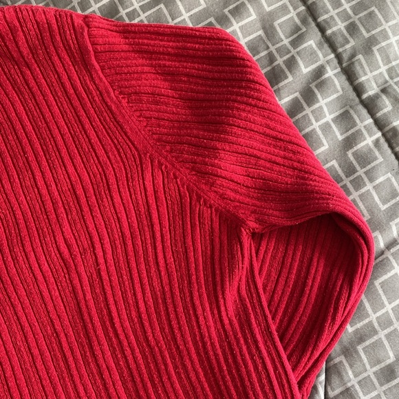 Jubilee red hoodie ribbed v-neck buttoned sweater - Picture 16 of 17